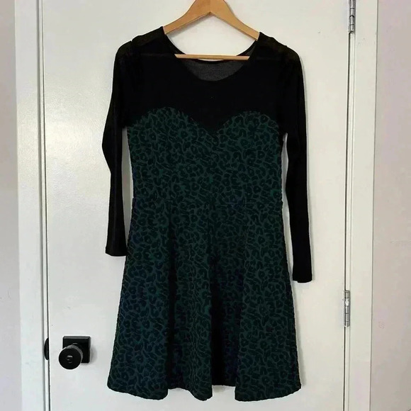 Dynamite Mesh Type Long Sleeve Slinky Dress Floral Paisley Mini Dress Women's L - Picture 10 of 10